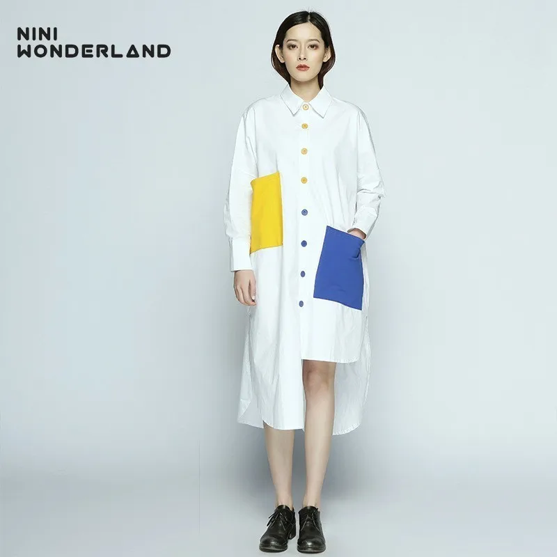 NINI WONDERLAND 2019 весеннее Хлопковое платье женское Повседневное неправильной формы