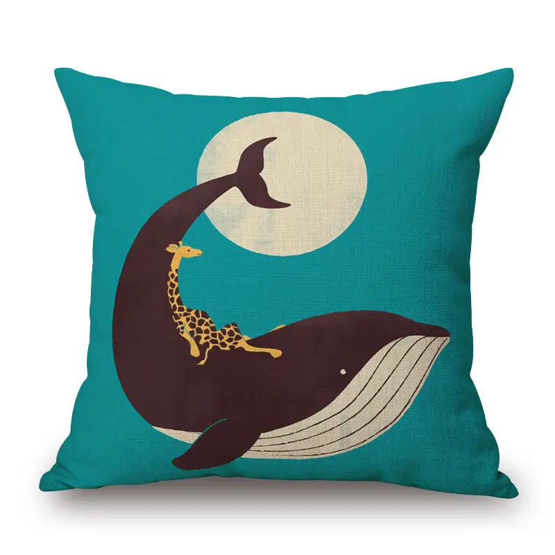 Мультяшные животные лиса медведь принт декоративная подушка чехол для подушки