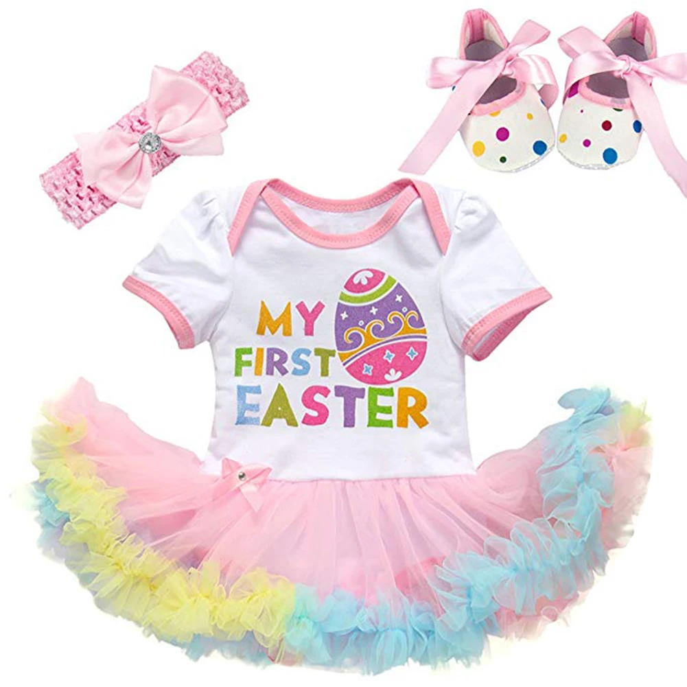 Пасхальный комбинезон с короткими рукавами для маленьких девочек изображением