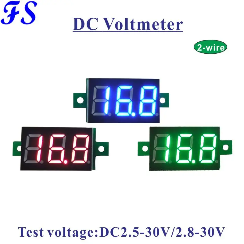 YB20 Мини цифровой вольтметр измеритель напряжения DC2.5V-30V светодиодный экран