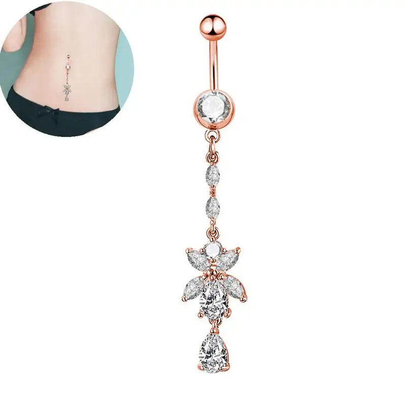 Новый пирсинг пупка (single) цветок Тип лошадь цирконовый глаз кольцо