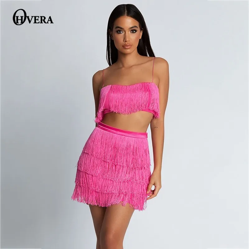 Комплект из двух предметов с кисточками Ohvera летний сексуальный топ на бретельках