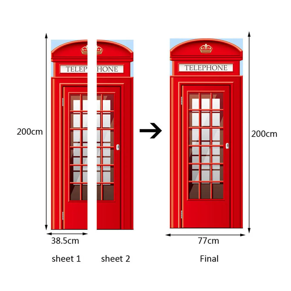 2Pcs/Set Call Box Door Art Decor Home Creative DIY 3D Stickers Pattern For Wall Room Decoration Accessories | Дом и сад