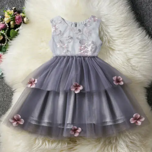 2019 New Toddler Kid Baby Girl Tutu Dress Flower Tulle Princess Ball Gown Wedding Formal Party For Girls Sundress 6M-5T | Детская одежда