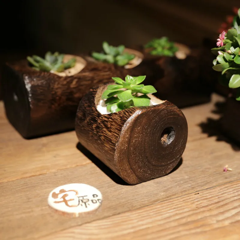 Деревянный цветочный горшок маленькая вспышка Botany для суккулентных растений
