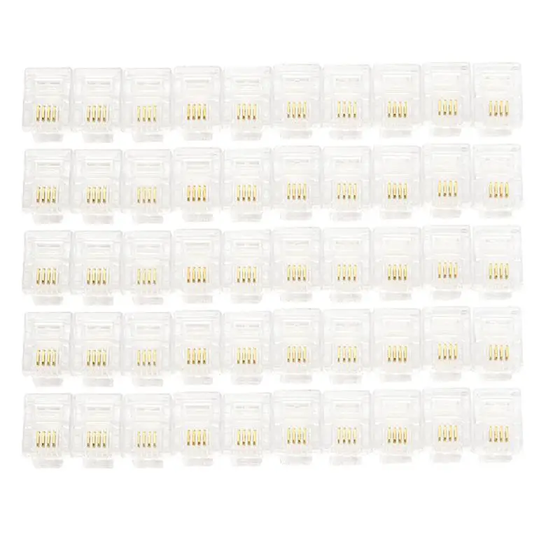 100X 4 Pin RJ11 RJ 11 6P4C модульный телефонный Кристальный разъем|Соединители| |