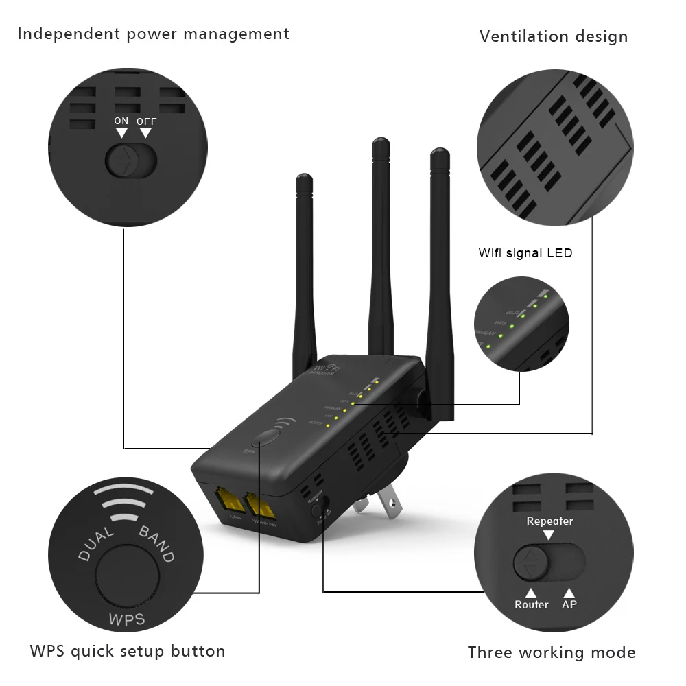 750 Мбит/с 5 ГГц 2 4 беспроводной Wifi удлинитель Ретранслятор маршрутизатор сетевой