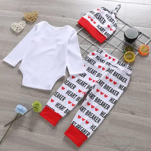 2019 My 1st Valentine's Day Clothes Set Newborn Baby Boy Girl Long Sleeve Tops Romper Legging Pant Children Casual Outfit | Детская