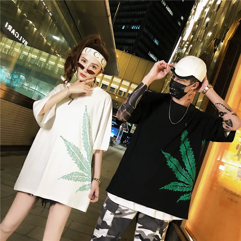 2019 летняя брендовая дизайнерская рубашка с принтом конопли и коротким рукавом