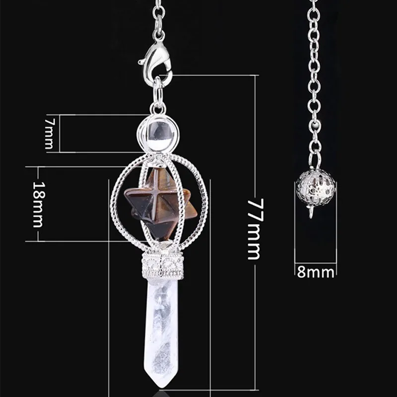 Натуральный кристаллический маятник вращается с шестью заостренными