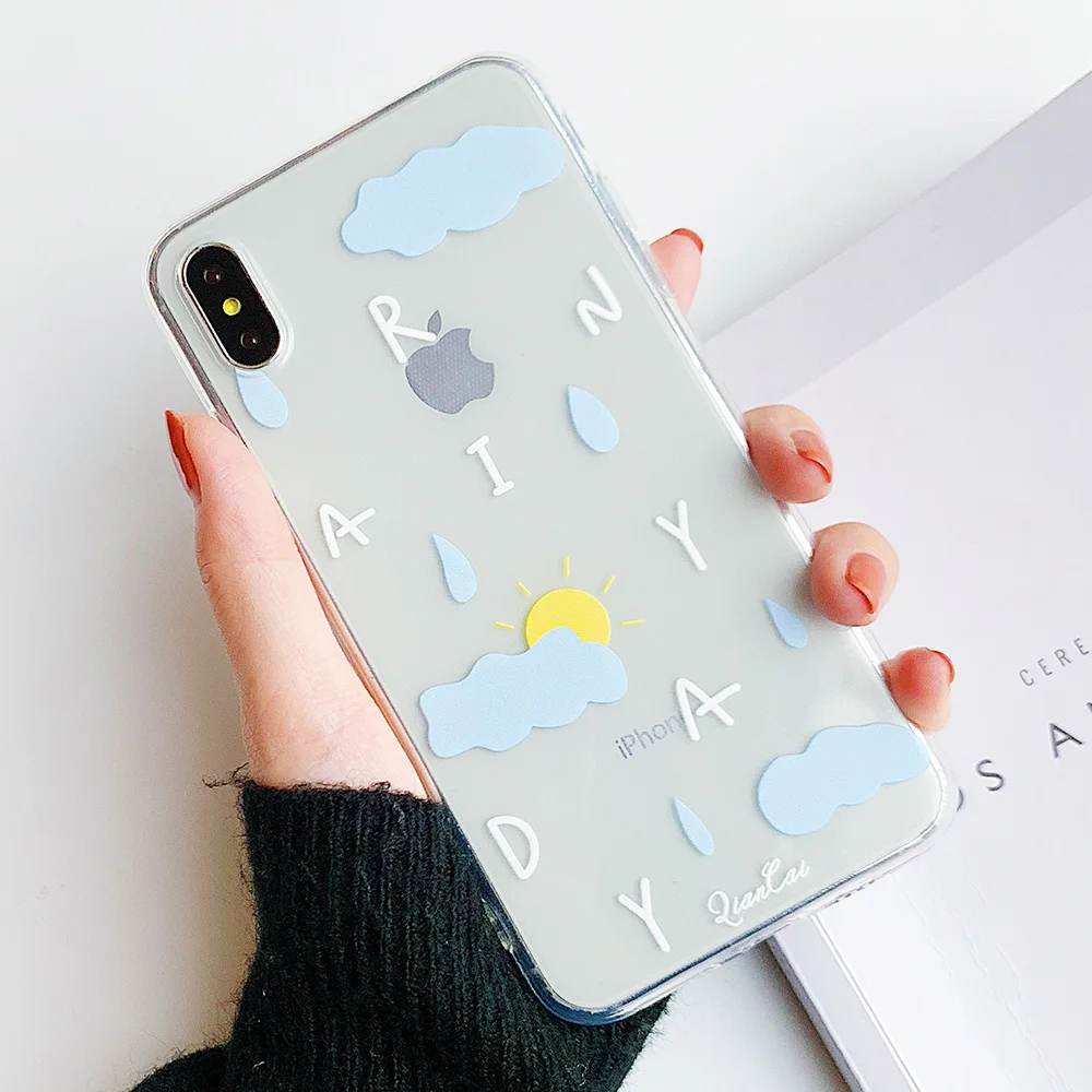 JONSNOW Телефон чехол для iPhone 6 S 7 8 Plus X XR XS Max Радуга собака и Rainyday узор Ясно Мягкие