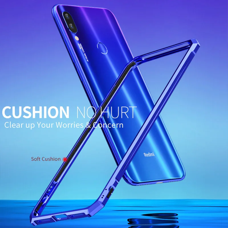Чехол бампер для Redmi Note 7 Pro роскошный блестящий алюминиевый металлический каркас