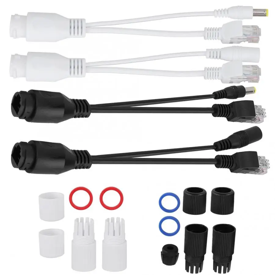 12V Power через Ethernet пассивный сплиттер кабель адаптер POE Водонепроницаемый Инжектор