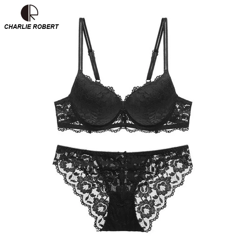 Комплект кружевного нижнего белья с чашками пуш ап|bra set transparent|bra setbra brand |