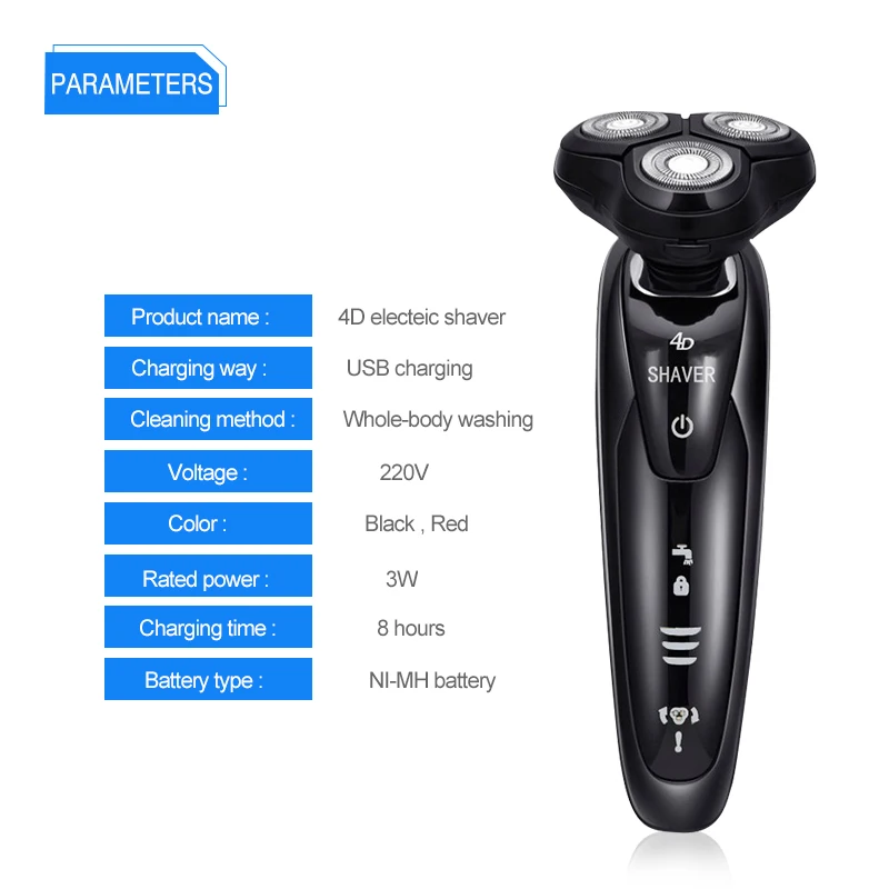 ANIMORE Men's 4D Electric Shaver 4 IN 1 Beard Trimmer Rechargeable Razor for Men Shaving Machine Face Care ES-03 | Бытовая техника
