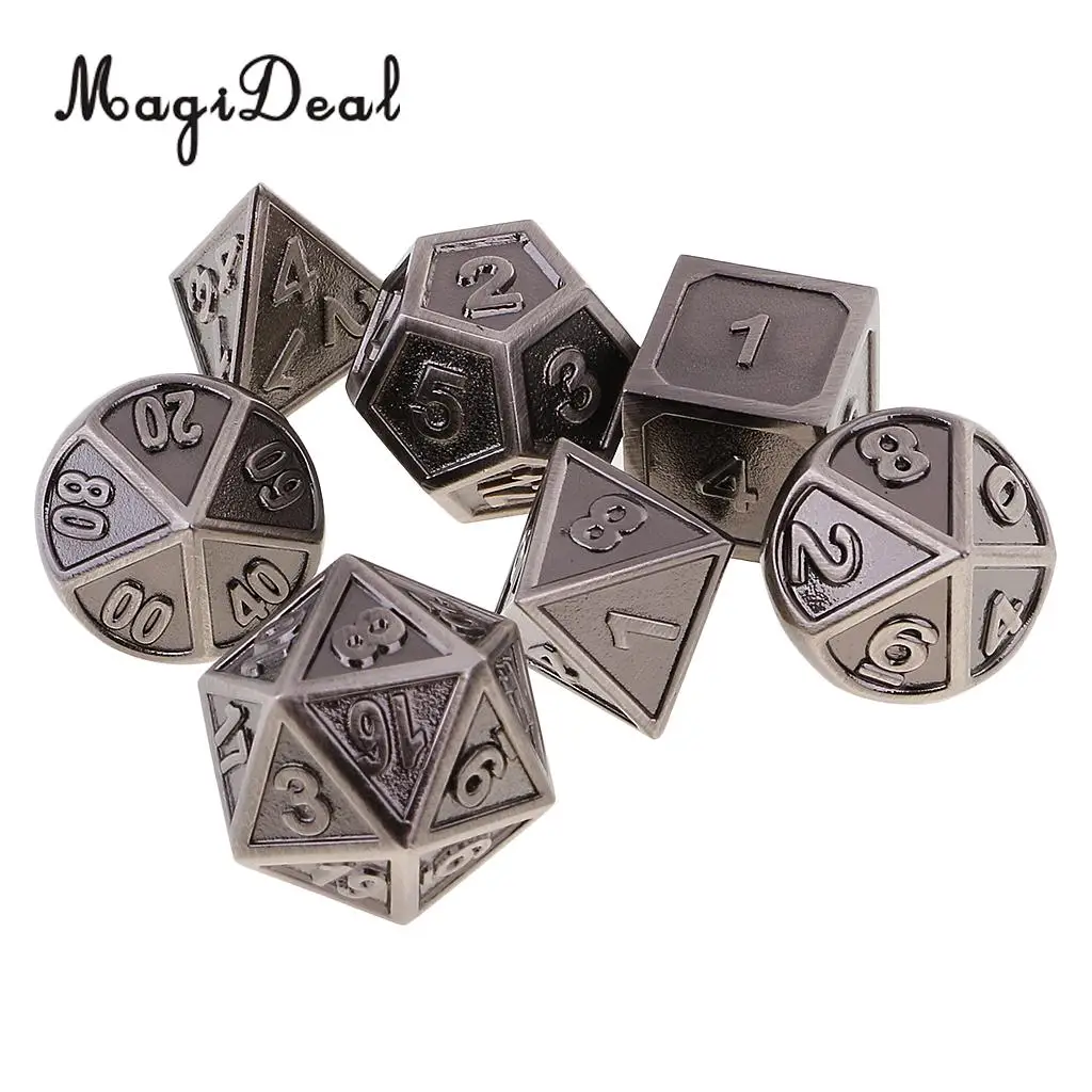 MagiDeal High Qaulity цинковый сплав мульти сторонний кубики 7 игральные кости набор для D &