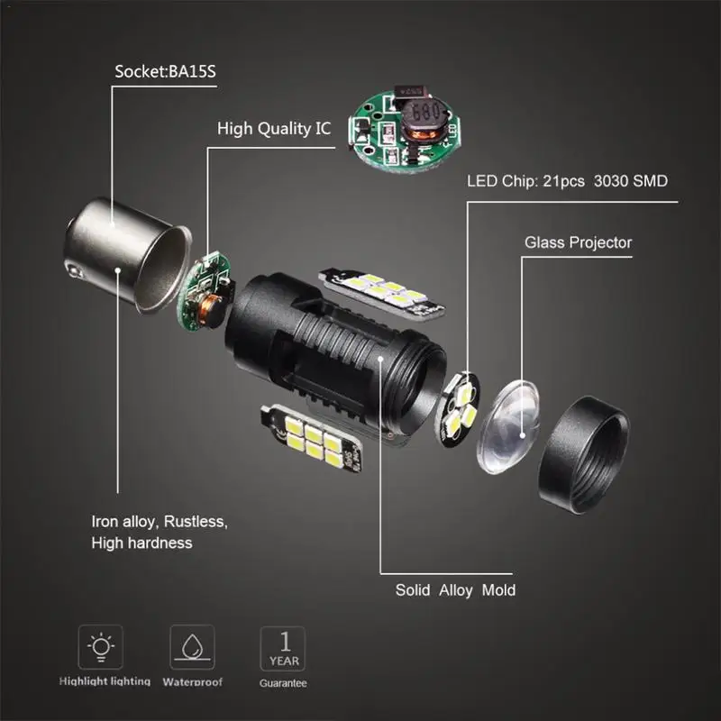 1 шт. Автомобильный светодиодный светильник сигнала поворота 1156 BA15S 3030 21SMD стоп