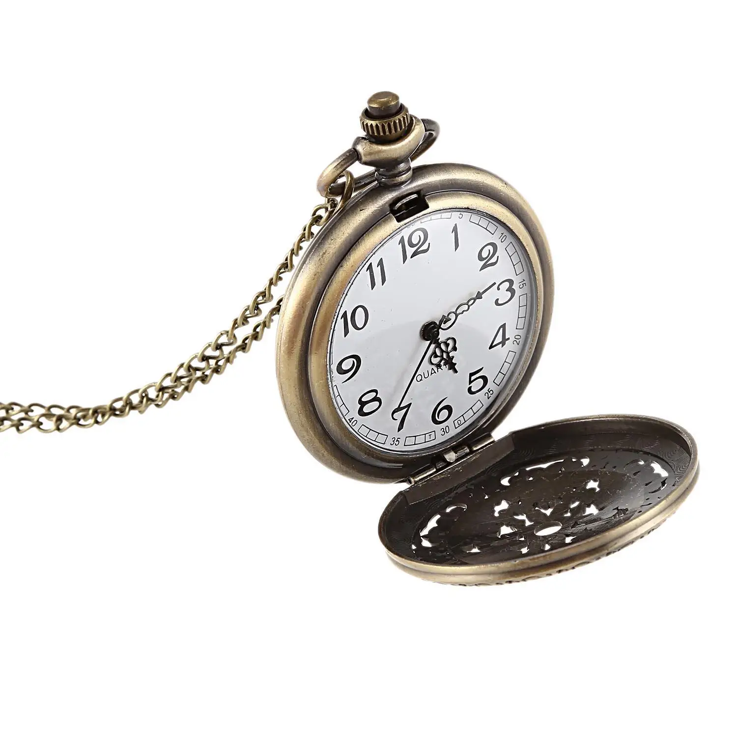 Palace Carved Pocket Watch Vintage Bronze Five Roses Ladies Romantic Hollow Pendant | Наручные часы