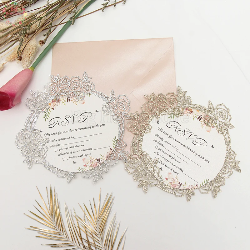 5 шт./лот Цветочная Обложка с лазерной резкой пригласительная открытка печать