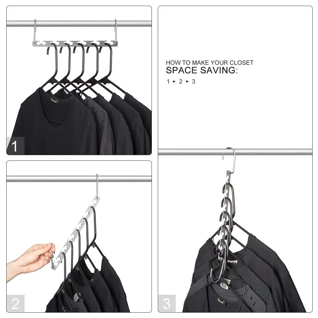 10.5 Inch Closet Space Saving Wardrobe Clothing Magic Hangers Oragnizer Heavy Chrome Updated Hook Design Pack of 8 | Дом и сад