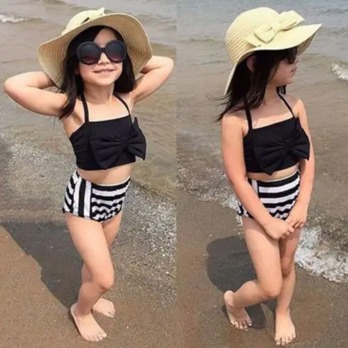 Семейные комплекты для женщин и детей купальный костюм девочек с бантиком