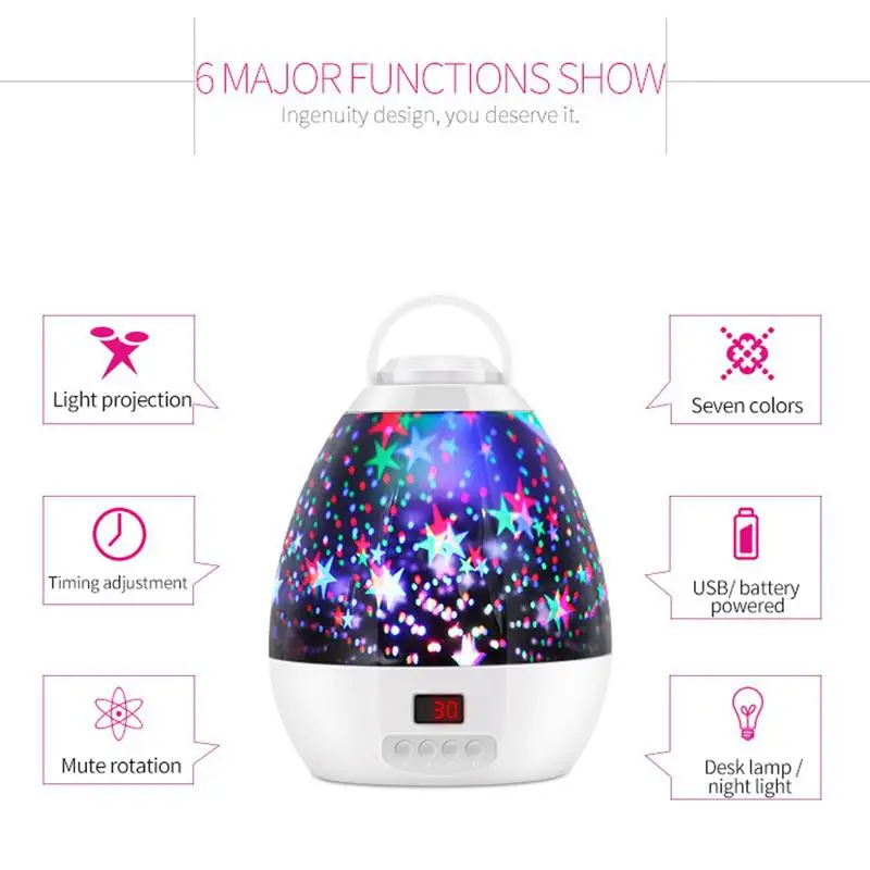 Звездное небо вращающийся Ночник Лампа для проектора Спальня батарея USB