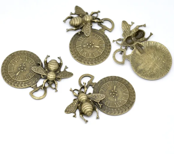 5 милых бронзовых часиков в виде пчелы подвески 4 2x4 2 см (B14996)|bronze charms pendants|bee
