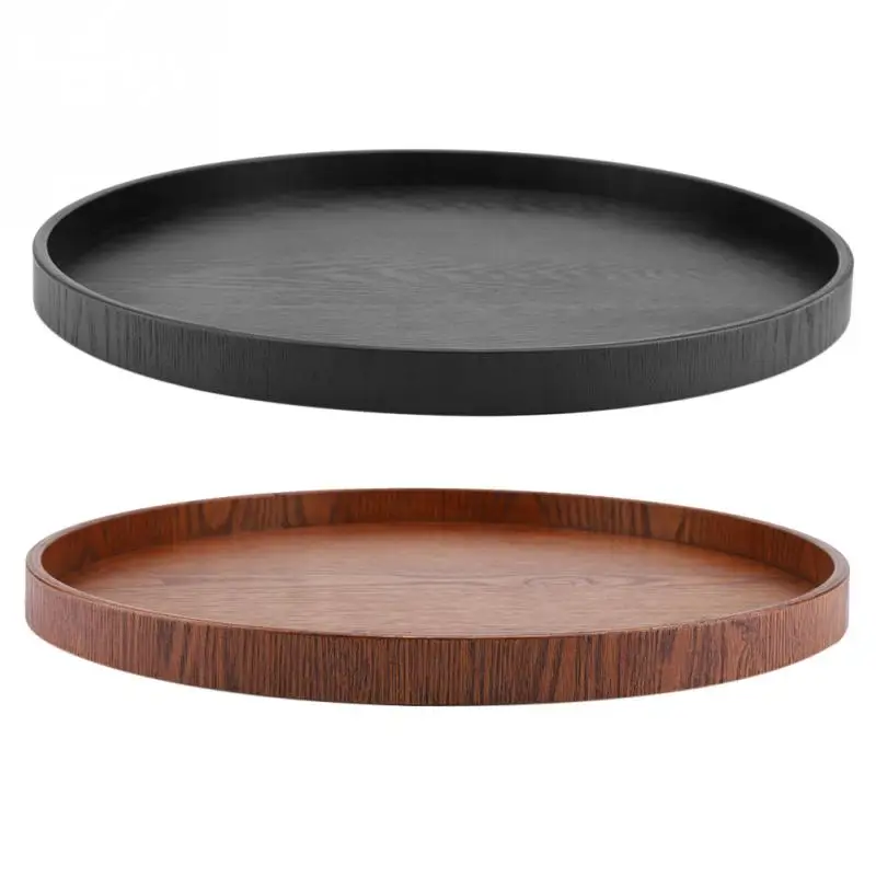 Round Serving Tray Bamboo Wooden For Dinner Trays Tea Breakfast Dish Food Container Storage Plates | Дом и сад