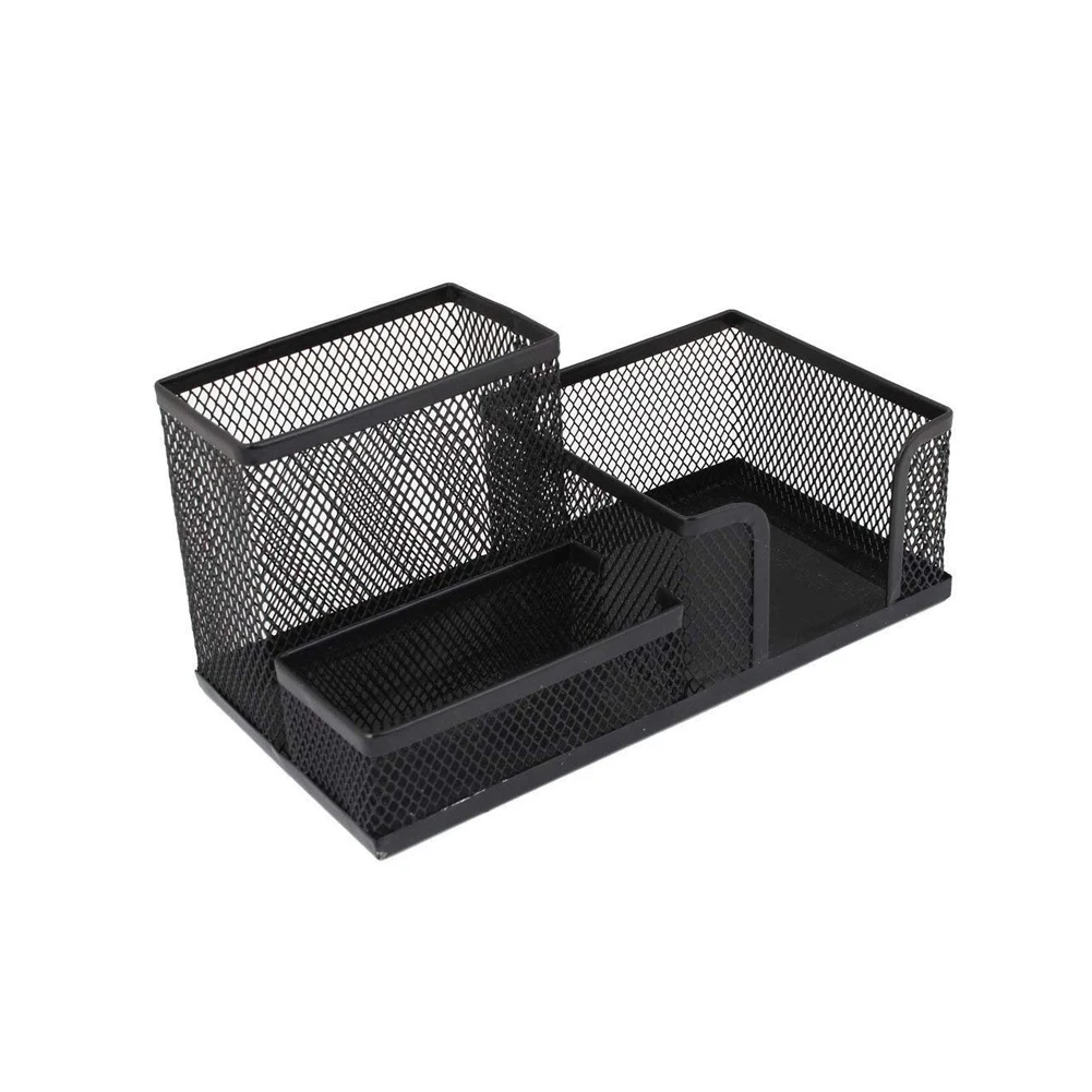3 Storage Multi-functional Desk Organizer Mesh Metal Pen Holder Stationery Container Box Office School Supplies Caddy Black | Дом и сад