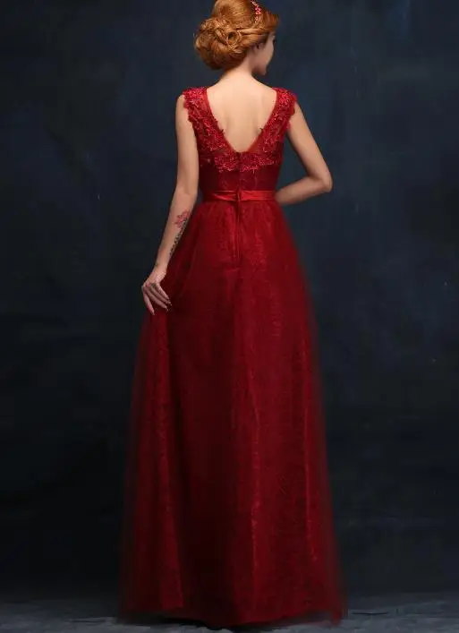 BANVASAC Elegant Sequined V Neck Lace Appliques A Line Long Evening Dresses Party Crystal Sash Backless Prom Gowns | Свадьбы и