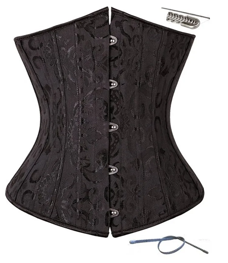 Для Женщин Атлас парча на шнуровке корсет утягивающий Cincher Body Shaper стальной