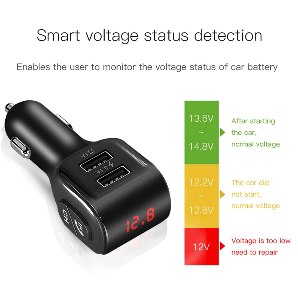 3.1A Быстрая зарядка двойной USB Bluetooth 5 0 Handsfree car kit FM передатчик AUX музыкальный плеер