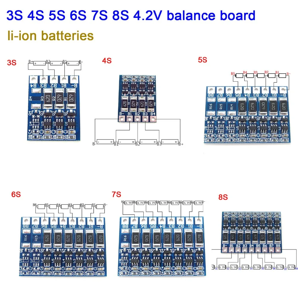 3S 4S 5S 6S 7S 8S 4 2 v Li Ion балансировочная плата для литий ионных аккумуляторов
