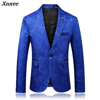 solid black blue mens rose printed blazer fashion male clothing nightclub party stage costumes for singers slim fit coat xnxee