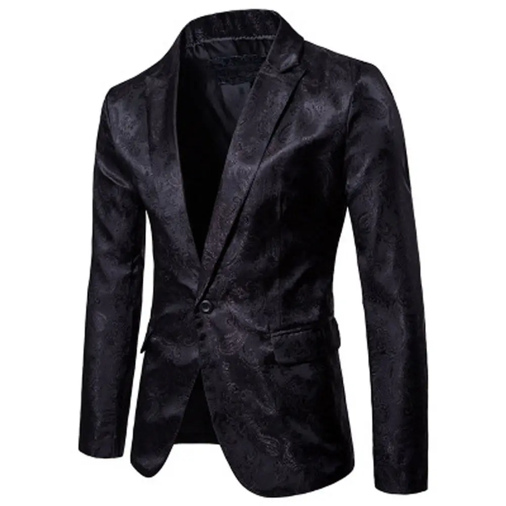 

Men Vogue Jacquard Blazer Dobby Man Long Sleeve Solid Casaul Single Button Smart Casual Blazer male Suits Jacket Coats Outwear