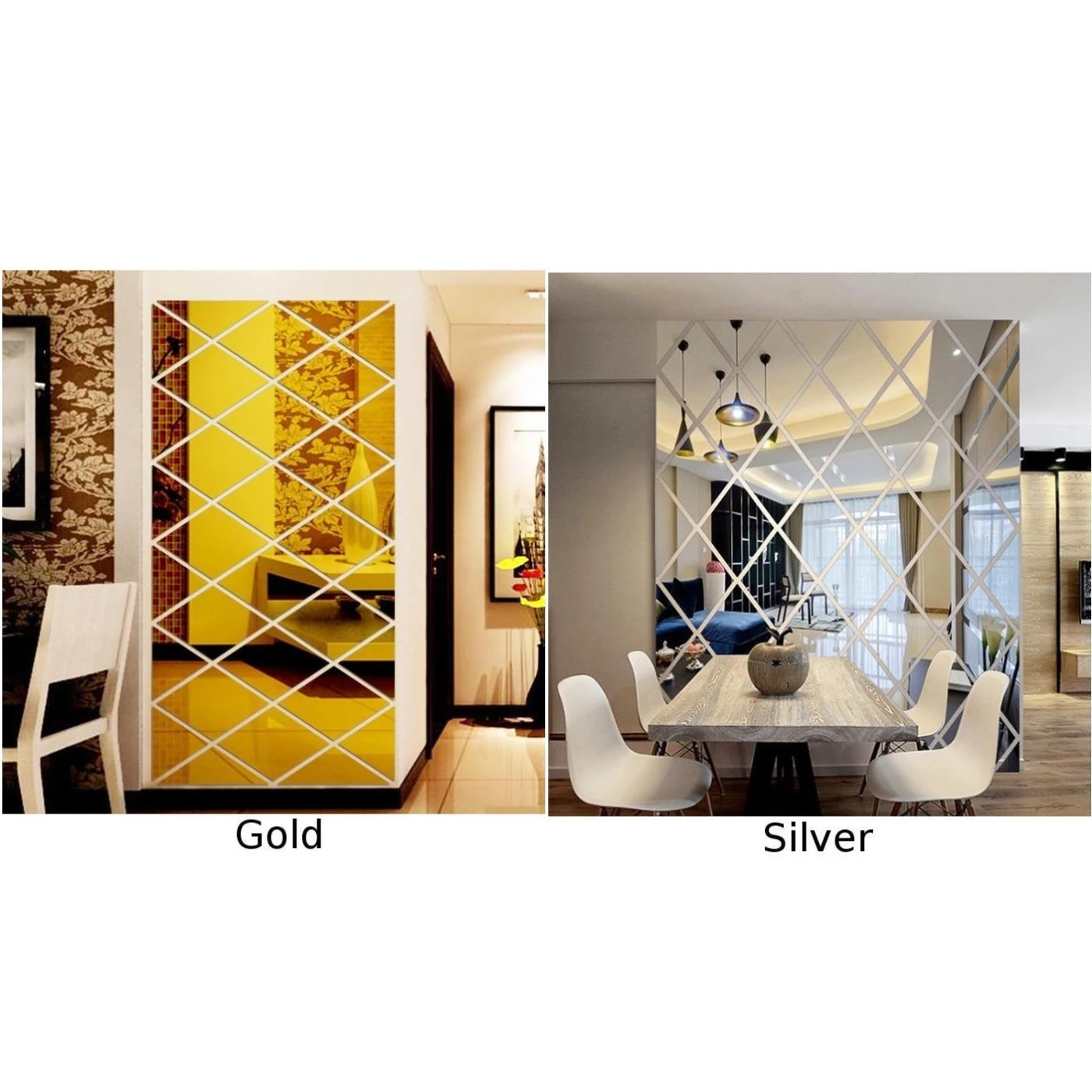 Современные Геометрические ромбы DIY акриловые зеркальные настенные стикеры