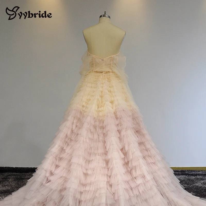 YYbride новый дизайн светло розовые цветные тюлевые платья с вырезом лодочкой для