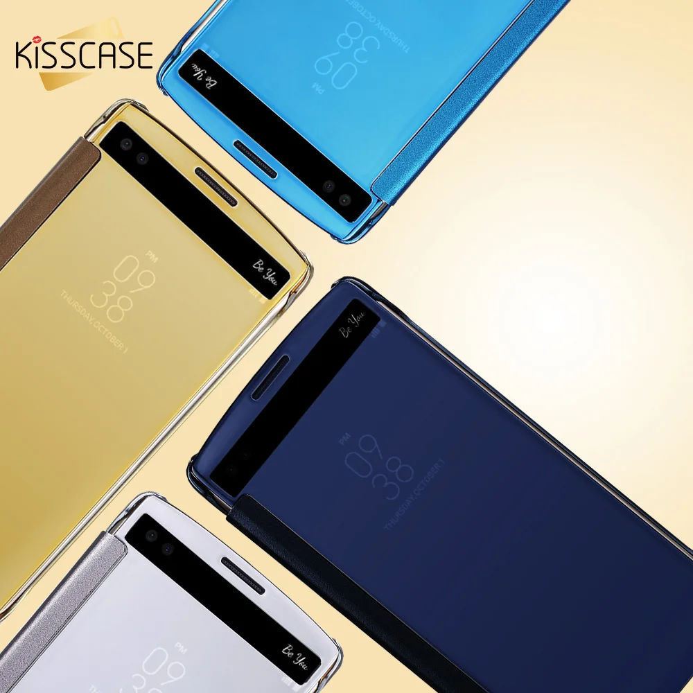 KISSCASE зеркальный флип чехол для iPhone X XS 8 7 6 6S Plus 5 5S SE LG G5 G4 Чехлы Samsung Galaxy S8 S7 S6 Edge