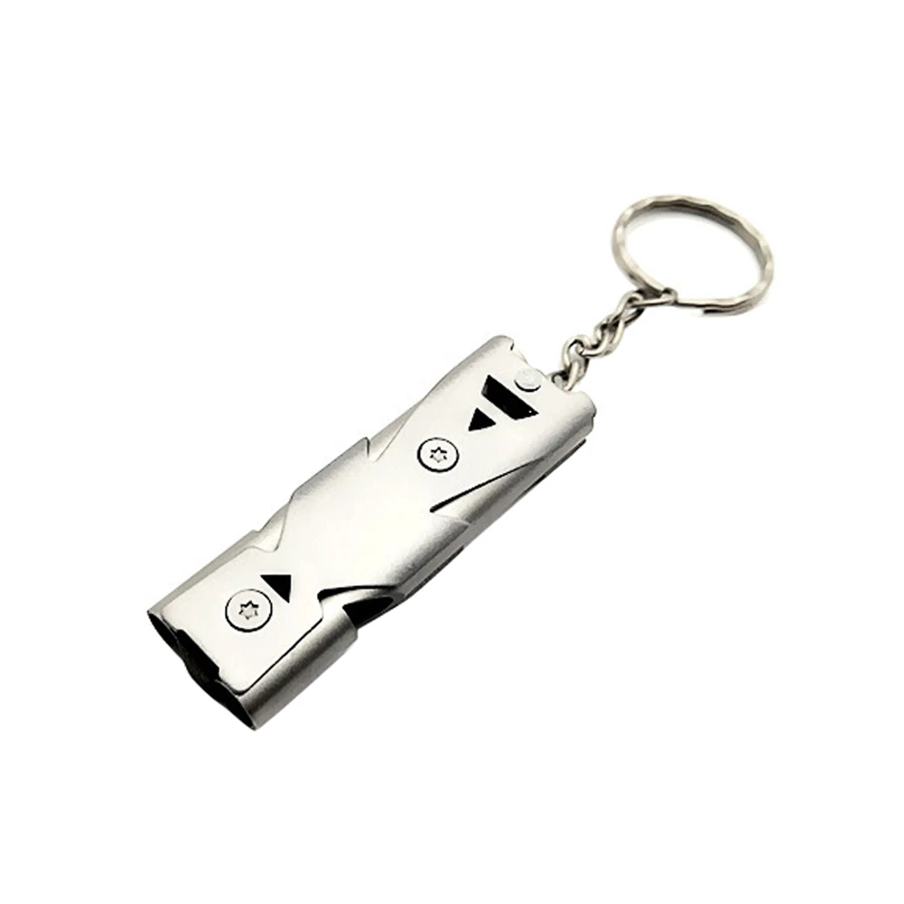 New Portable Stainless Steel Dual-Pipe High Decibels EDC Survival Keychain Whistle | Спорт и развлечения