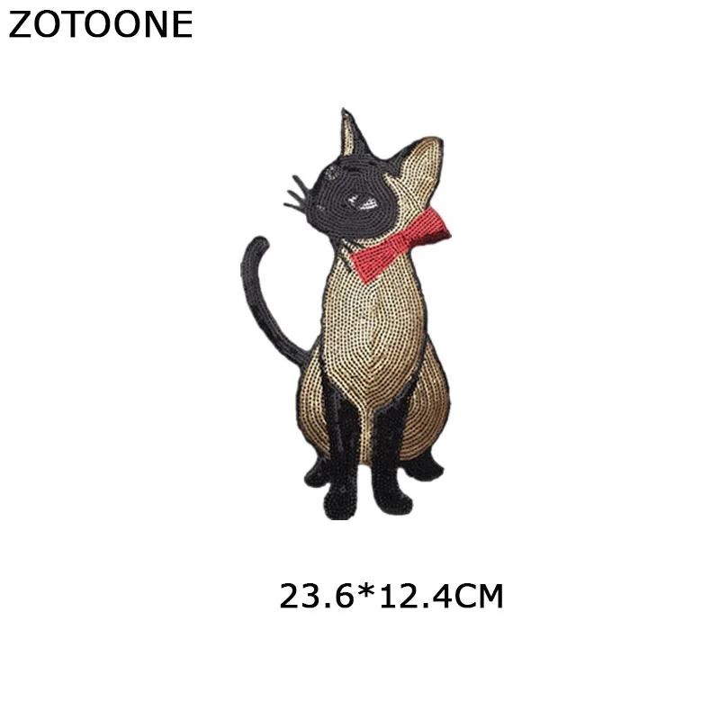 ZOTOONE Cute Cartoon Bow Cat Sequin Patches for Clothing Iron on Large Applique Clothes Parent-child Couple Gift | Дом и сад