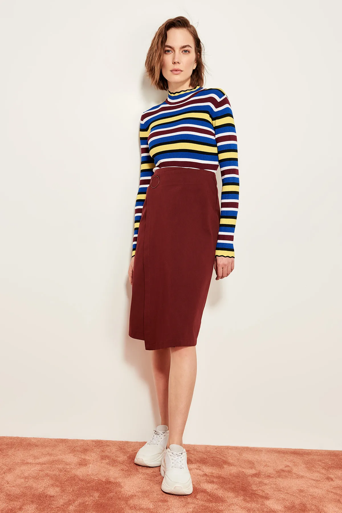 Trendyol бордовые классические юбки TOFSS19ST0001|Женские юбки| |