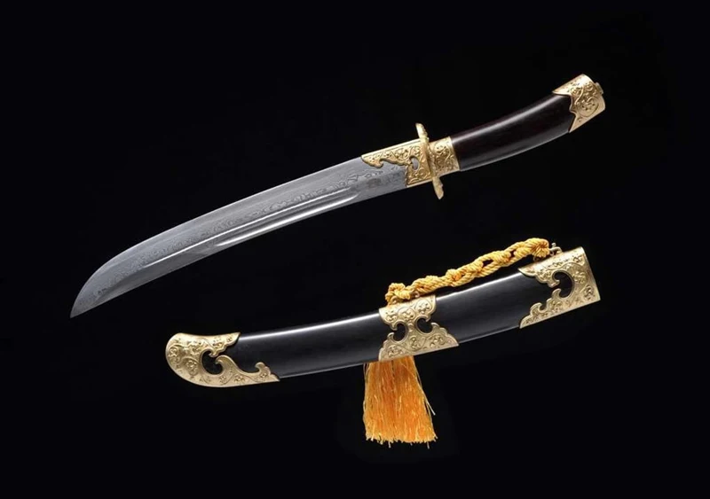 Qing Dynasty прямой клинок КИТАЙСКИЙ ручной работы Дамасская сложенная сталь + ГЛИНА
