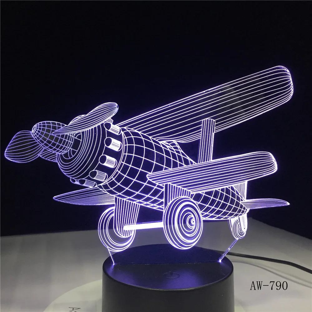 Glider Plane 3D Светодиодная лампа 7 цветов сенсорный выключатель маленький ночник