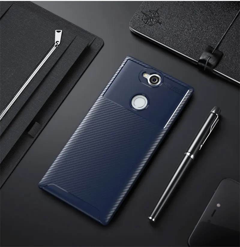For Sony XA 2 XA2 Plus Case Colored Carbon Fiber TPU Silicone Skin Back Cover Phone for Xperia Soft Protector | Мобильные телефоны