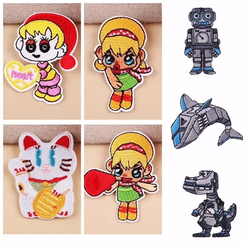 On Clothes Cute Girl Luck Cat Appliques 3d Embroidery Badges