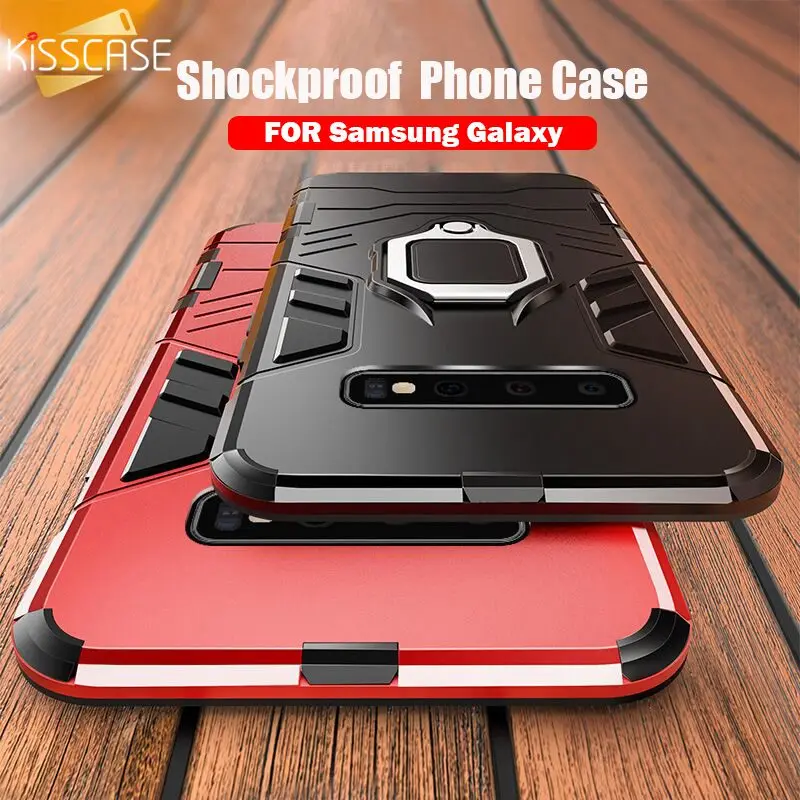 Защитный чехол 3 в 1 KISSCASE для Samsung S10E S10 S9 S8 Plus с кольцом-держателем Galaxy A7 A9 J6 2018 |