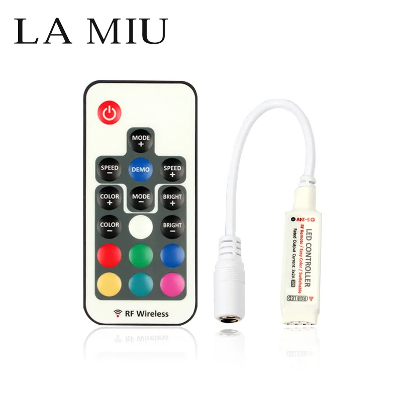 Мини LED RGB контроллер USB RF 17 клавишный удаленный беспроводной DC 5 в 12 В для 5050 3528