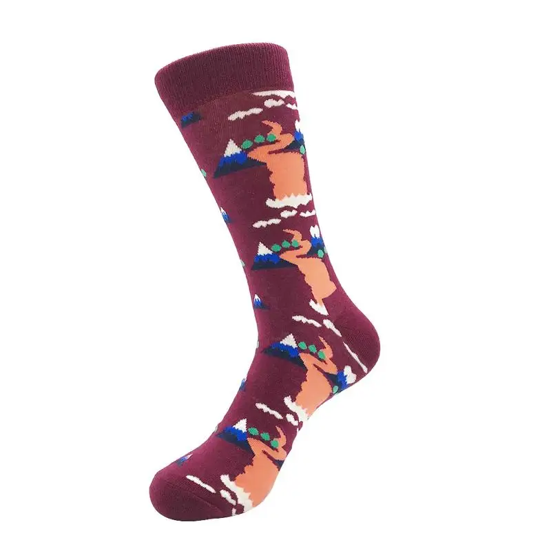 Men's Cotton Socks Geometric Cartoon Animal Crew Print Stripe Stockings Innovative Novel Couple Green Pink Blue Breathable | Мужская