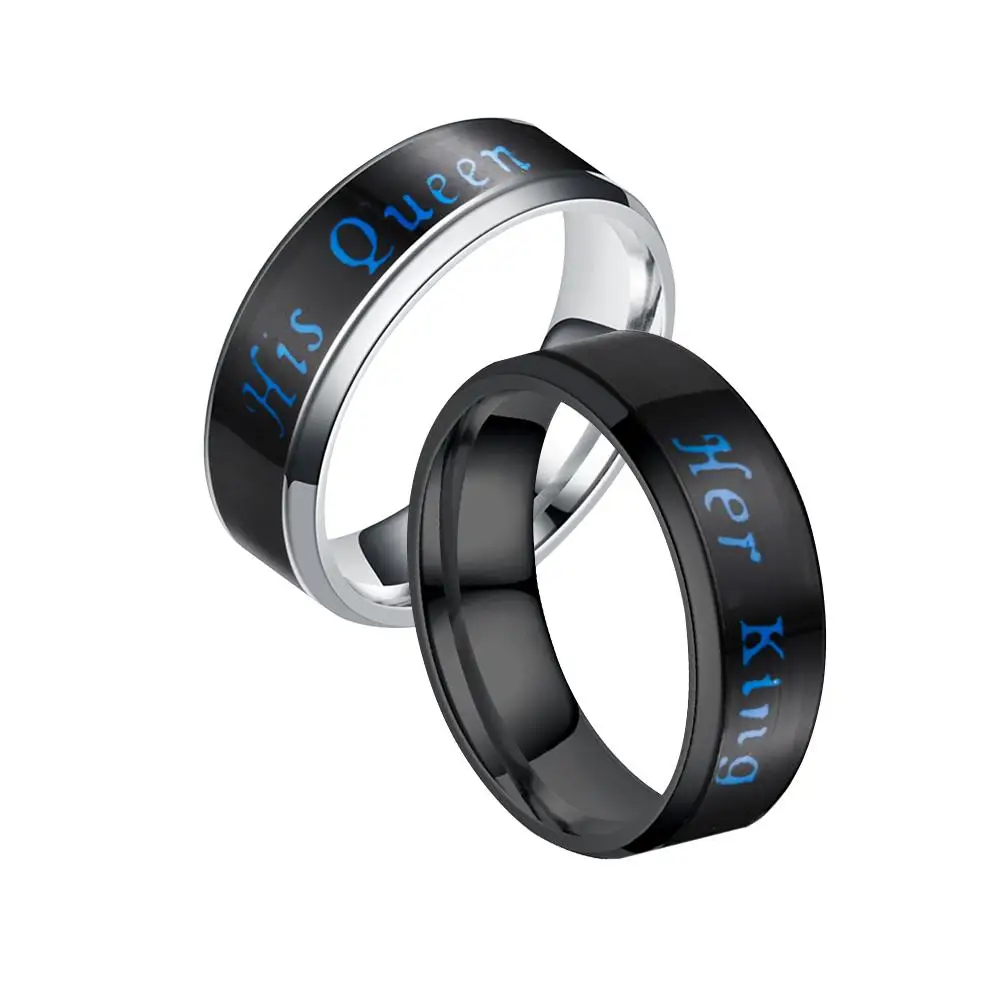 Anillos Plata 925 Para Mujer Стильный Смарт датчик температуры ее король его Королева кольцо