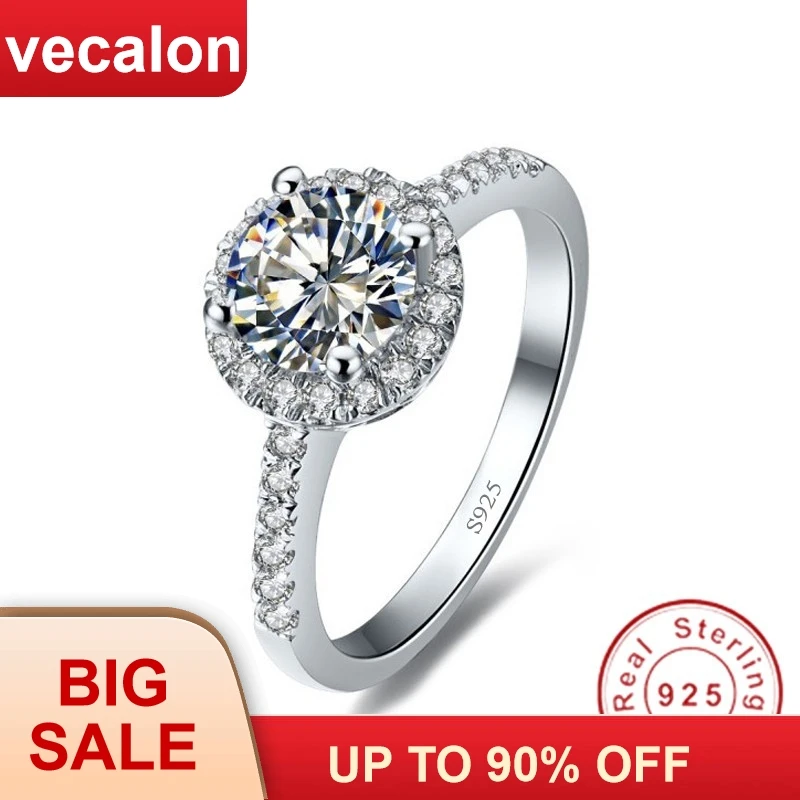 

Vecalon Real 925 Sterling Silver Infinity ring 5A Zircon Cz Diamon Engagement wedding Band rings for women Bridesmaid Gift